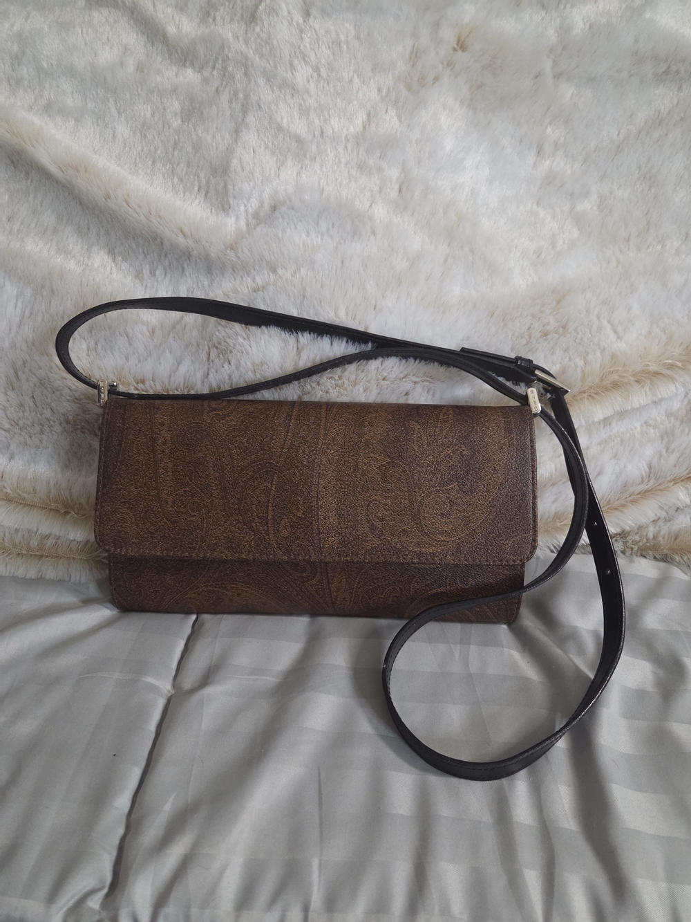 Etro Milano Paisley Pattern Small Shoulder Bag In Brown